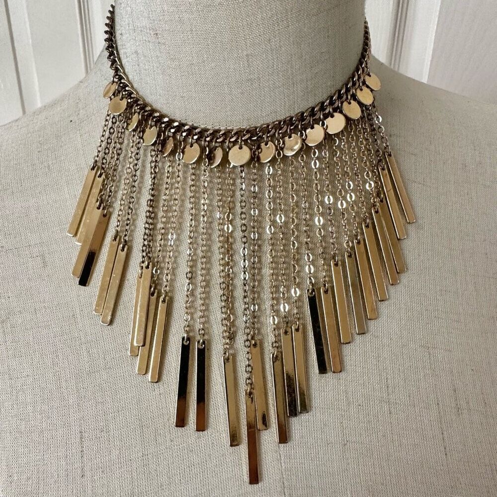 Park Lane Gold tone chain disc statement choker necklace